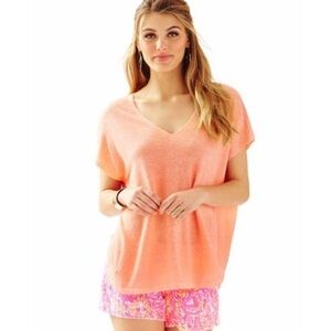 Lilly pulitzer Sanford V-Neck light peachy colored blouse